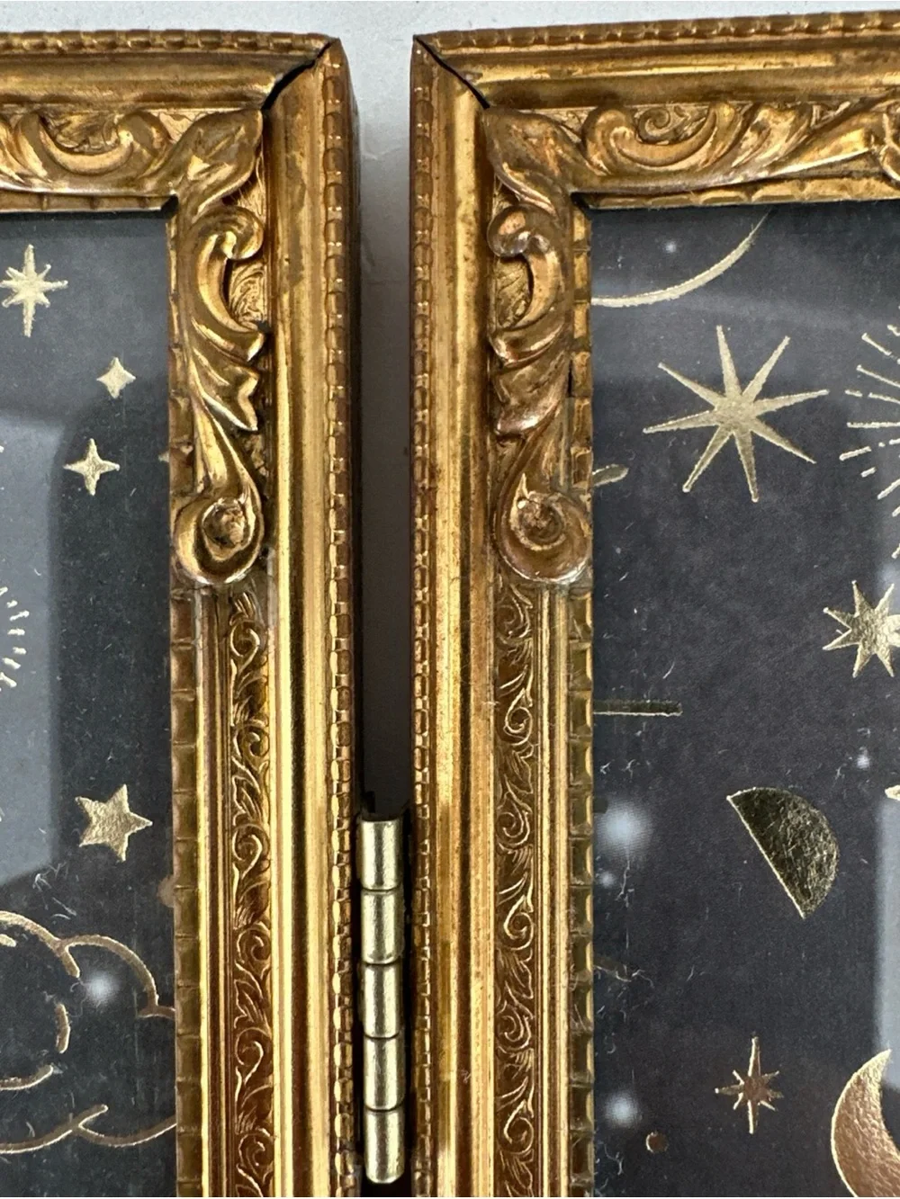 Vintage ORNATE DANISH Bi-Fold Picture Frame 8